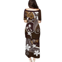 FSM Chuuk Puletasi Turtle Tropical Flowers Polynesian - Brown