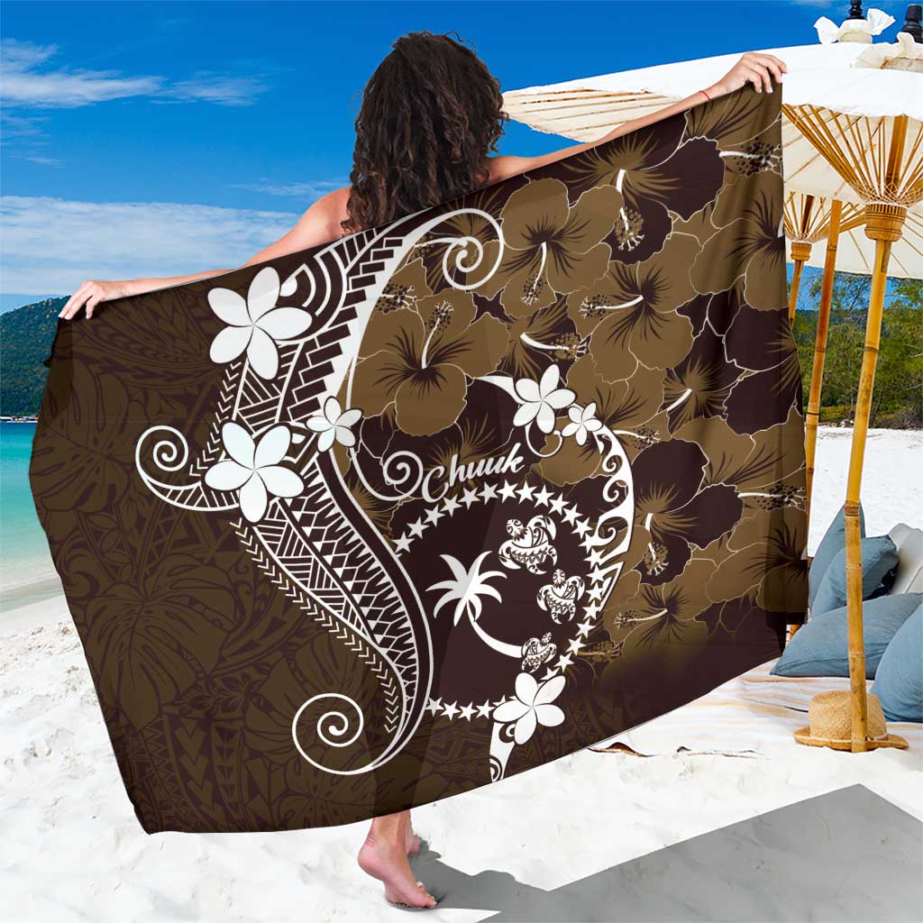 FSM Chuuk Sarong Turtle Tropical Flowers Polynesian - Brown