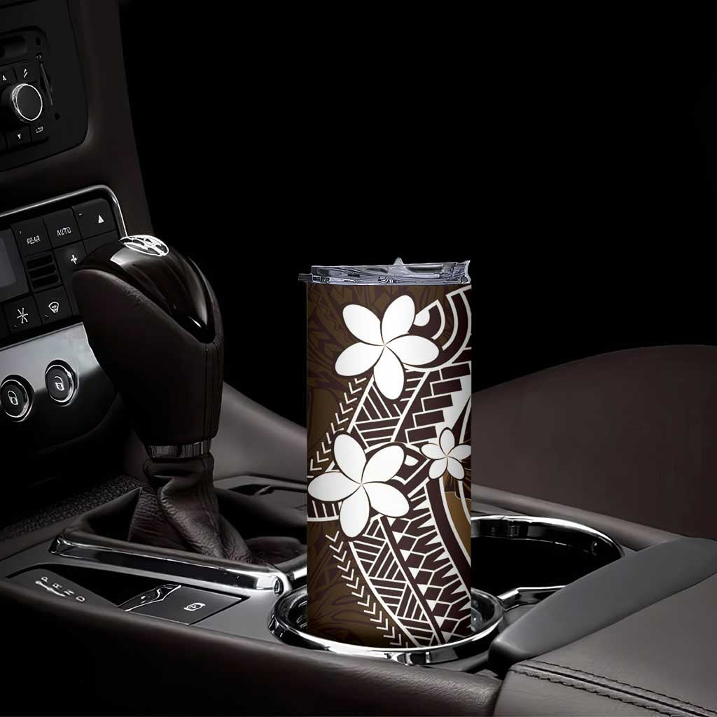 FSM Chuuk Skinny Tumbler Turtle Tropical Flowers Polynesian - Brown