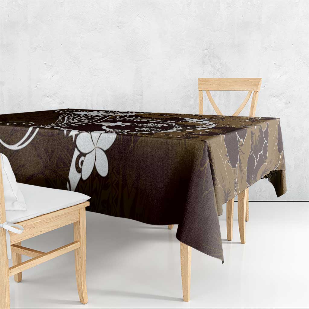 FSM Chuuk Tablecloth Turtle Tropical Flowers Polynesian - Brown
