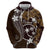 FSM Chuuk Zip Hoodie Turtle Tropical Flowers Polynesian - Brown