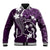 FSM Chuuk Baseball Jacket Turtle Tropical Flowers Polynesian - Purple