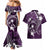 FSM Chuuk Couples Matching Mermaid Dress and Hawaiian Shirt Turtle Tropical Flowers Polynesian - Purple