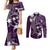 FSM Chuuk Couples Matching Mermaid Dress and Long Sleeve Button Shirt Turtle Tropical Flowers Polynesian - Purple