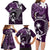 FSM Chuuk Family Matching Long Sleeve Bodycon Dress and Hawaiian Shirt Turtle Tropical Flowers Polynesian - Purple