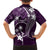 FSM Chuuk Family Matching Off The Shoulder Long Sleeve Dress and Hawaiian Shirt Turtle Tropical Flowers Polynesian - Purple