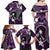 FSM Chuuk Family Matching Off Shoulder Maxi Dress and Hawaiian Shirt Turtle Tropical Flowers Polynesian - Purple