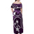 FSM Chuuk Family Matching Off Shoulder Maxi Dress and Hawaiian Shirt Turtle Tropical Flowers Polynesian - Purple