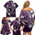 FSM Chuuk Family Matching Off Shoulder Short Dress and Hawaiian Shirt Turtle Tropical Flowers Polynesian - Purple