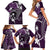 FSM Chuuk Family Matching Short Sleeve Bodycon Dress and Hawaiian Shirt Turtle Tropical Flowers Polynesian - Purple