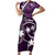 FSM Chuuk Family Matching Short Sleeve Bodycon Dress and Hawaiian Shirt Turtle Tropical Flowers Polynesian - Purple