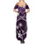 FSM Chuuk Family Matching Summer Maxi Dress and Hawaiian Shirt Turtle Tropical Flowers Polynesian - Purple