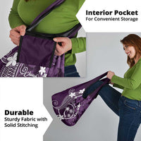 FSM Chuuk Grocery Bag Turtle Tropical Flowers Polynesian - Purple