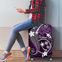 FSM Chuuk Luggage Cover Turtle Tropical Flowers Polynesian - Purple LT14 - Polynesian Pride