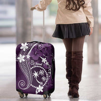 FSM Chuuk Luggage Cover Turtle Tropical Flowers Polynesian - Purple LT14 - Polynesian Pride