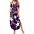 FSM Chuuk Summer Maxi Dress Turtle Tropical Flowers Polynesian - Purple