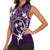 FSM Chuuk Women Sleeveless Polo Shirt Turtle Tropical Flowers Polynesian - Purple