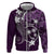 FSM Chuuk Zip Hoodie Turtle Tropical Flowers Polynesian - Purple