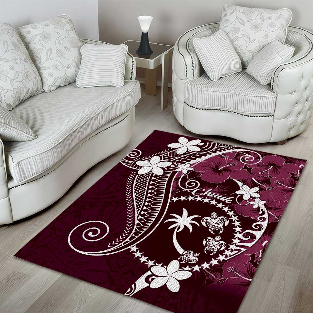 FSM Chuuk Area Rug Turtle Tropical Flowers Polynesian - Pink