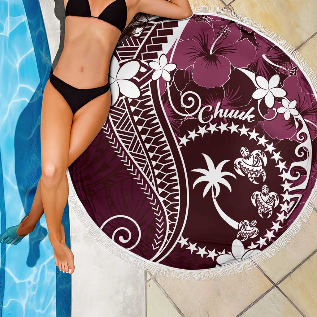 FSM Chuuk Beach Blanket Turtle Tropical Flowers Polynesian - Pink