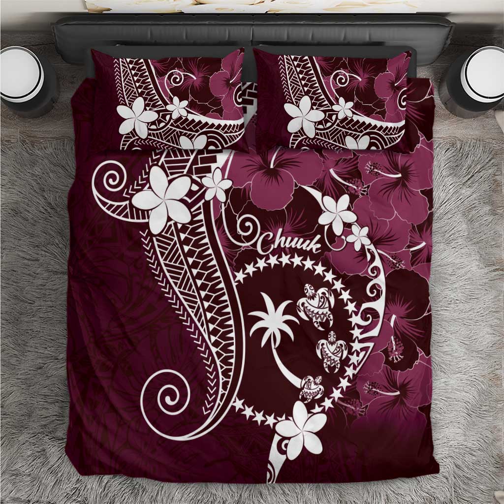 FSM Chuuk Bedding Set Turtle Tropical Flowers Polynesian - Pink