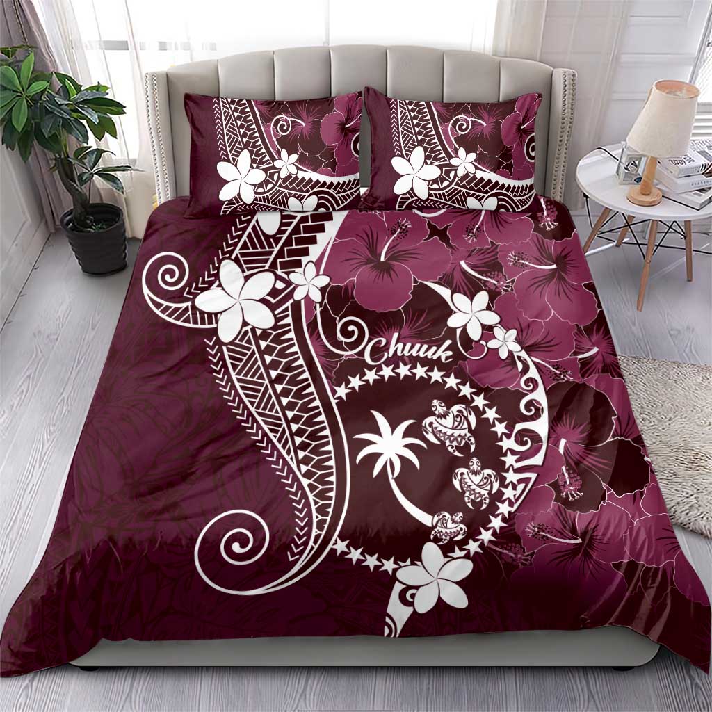 FSM Chuuk Bedding Set Turtle Tropical Flowers Polynesian - Pink