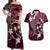 FSM Chuuk Couples Matching Off Shoulder Maxi Dress and Hawaiian Shirt Turtle Tropical Flowers Polynesian - Pink