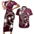 FSM Chuuk Couples Matching Short Sleeve Bodycon Dress and Hawaiian Shirt Turtle Tropical Flowers Polynesian - Pink