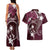 FSM Chuuk Couples Matching Tank Maxi Dress and Hawaiian Shirt Turtle Tropical Flowers Polynesian - Pink