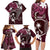 FSM Chuuk Family Matching Long Sleeve Bodycon Dress and Hawaiian Shirt Turtle Tropical Flowers Polynesian - Pink