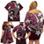 FSM Chuuk Family Matching Off Shoulder Short Dress and Hawaiian Shirt Turtle Tropical Flowers Polynesian - Pink