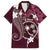 FSM Chuuk Family Matching Off Shoulder Short Dress and Hawaiian Shirt Turtle Tropical Flowers Polynesian - Pink