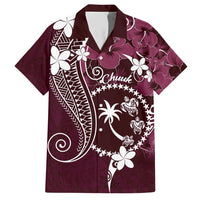 FSM Chuuk Family Matching Short Sleeve Bodycon Dress and Hawaiian Shirt Turtle Tropical Flowers Polynesian - Pink