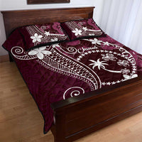 FSM Chuuk Quilt Bed Set Turtle Tropical Flowers Polynesian - Pink LT14 - Polynesian Pride