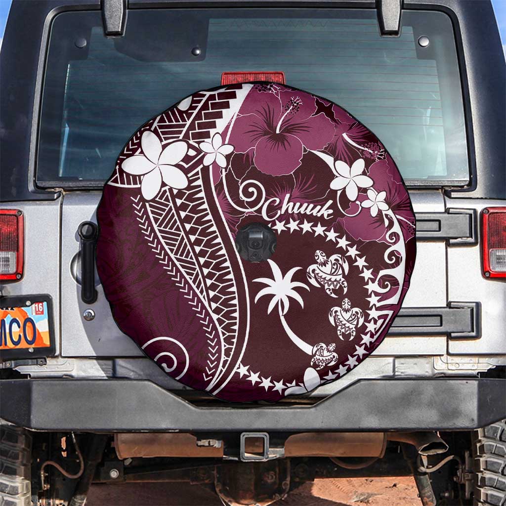 FSM Chuuk Spare Tire Cover Turtle Tropical Flowers Polynesian - Pink