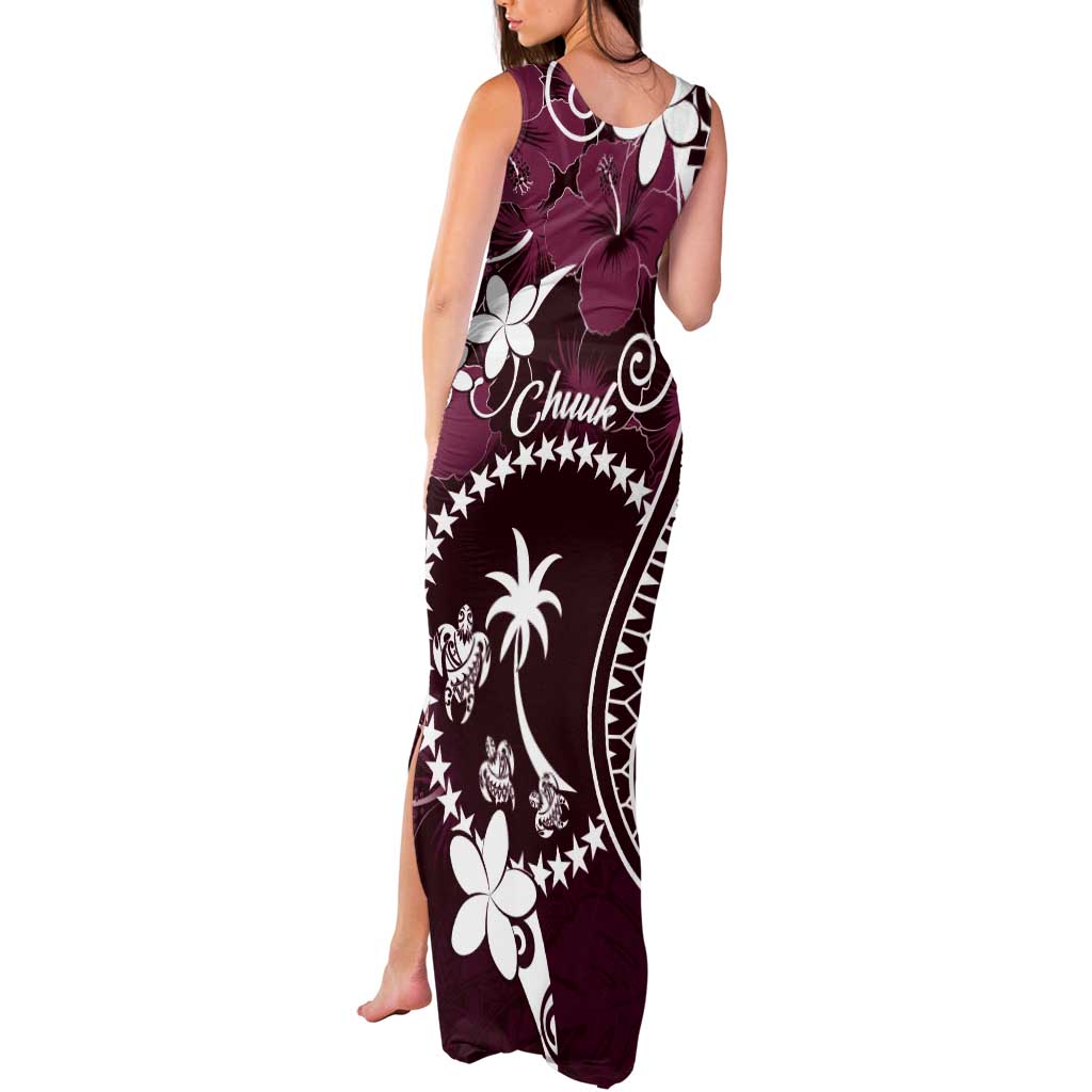 FSM Chuuk Tank Maxi Dress Turtle Tropical Flowers Polynesian - Pink