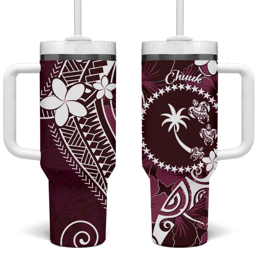 FSM Chuuk Tumbler With Handle Turtle Tropical Flowers Polynesian - Pink