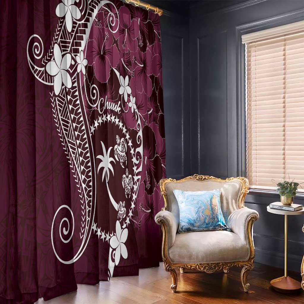 FSM Chuuk Window Curtain Turtle Tropical Flowers Polynesian - Pink