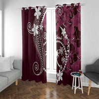 FSM Chuuk Window Curtain Turtle Tropical Flowers Polynesian - Pink