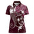 FSM Chuuk Women Polo Shirt Turtle Tropical Flowers Polynesian - Pink