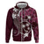 FSM Chuuk Zip Hoodie Turtle Tropical Flowers Polynesian - Pink