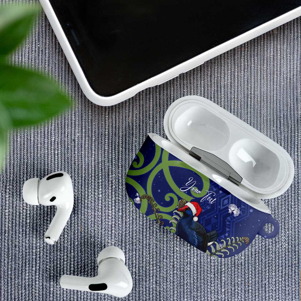 Personalized New Zealand Pukeko Christmas AirPods Case Meri Kirihimete Taniko Ponga Koru Blue - Polynesian Pride