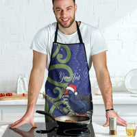 Personalized New Zealand Pukeko Christmas Apron Meri Kirihimete Taniko Ponga Koru Blue - Polynesian Pride