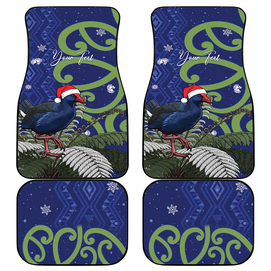 Personalized New Zealand Pukeko Christmas Car Mats Meri Kirihimete Taniko Ponga Koru Blue - Polynesian Pride
