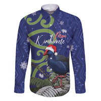 Personalized New Zealand Pukeko Christmas Family Matching Puletasi and Hawaiian Shirt Meri Kirihimete Taniko Ponga Koru Blue - Polynesian Pride