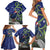 Personalized New Zealand Pukeko Christmas Family Matching Short Sleeve Bodycon Dress and Hawaiian Shirt Meri Kirihimete Taniko Ponga Koru Blue - Polynesian Pride