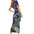 Personalized New Zealand Pukeko Christmas Family Matching Short Sleeve Bodycon Dress and Hawaiian Shirt Meri Kirihimete Taniko Ponga Koru Blue - Polynesian Pride