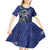 Personalized New Zealand Pukeko Christmas Kid Short Sleeve Dress Meri Kirihimete Taniko Ponga Koru Blue - Polynesian Pride