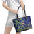 Personalized New Zealand Pukeko Christmas Leather Tote Bag Meri Kirihimete Taniko Ponga Koru Blue - Polynesian Pride