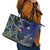Personalized New Zealand Pukeko Christmas Leather Tote Bag Meri Kirihimete Taniko Ponga Koru Blue - Polynesian Pride